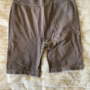 Women's Ribbed Brown Biker Shorts